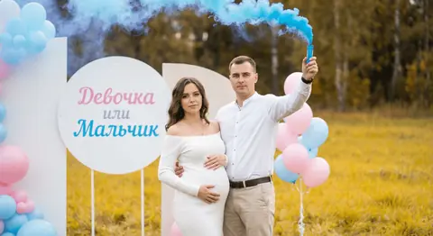 Фотосессия гендер пати: беременная жена и муж - промт для нейросети