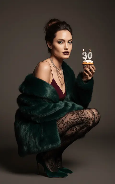 Промт на день рождения: Fashion‑портрет «30 лет» в изумрудном пальто