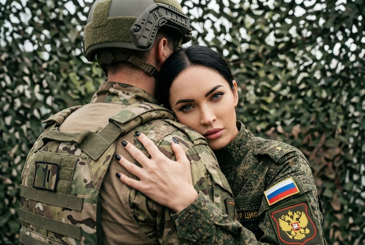 Промт с военным: женщина-военнослужащая и боец со спины — Фотосессия ИИ