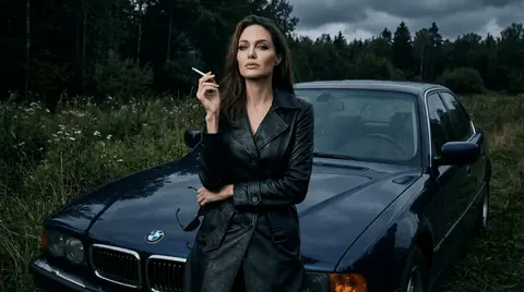 Промт: бандиты 90-х у капота винтажной BMW