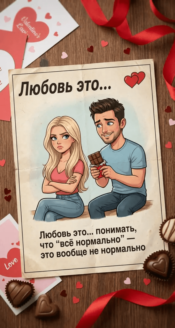 Открытка Love is по фото нашей пары промт для нейросети