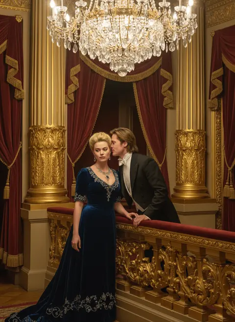 Промт для ИИ: пара на балконе оперного театра в антракте через нейросеть