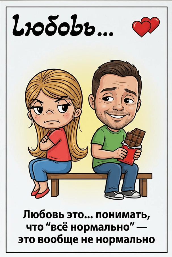 Фотосессия “Love is…” промтом для пары на День святого Валентина через ИИ