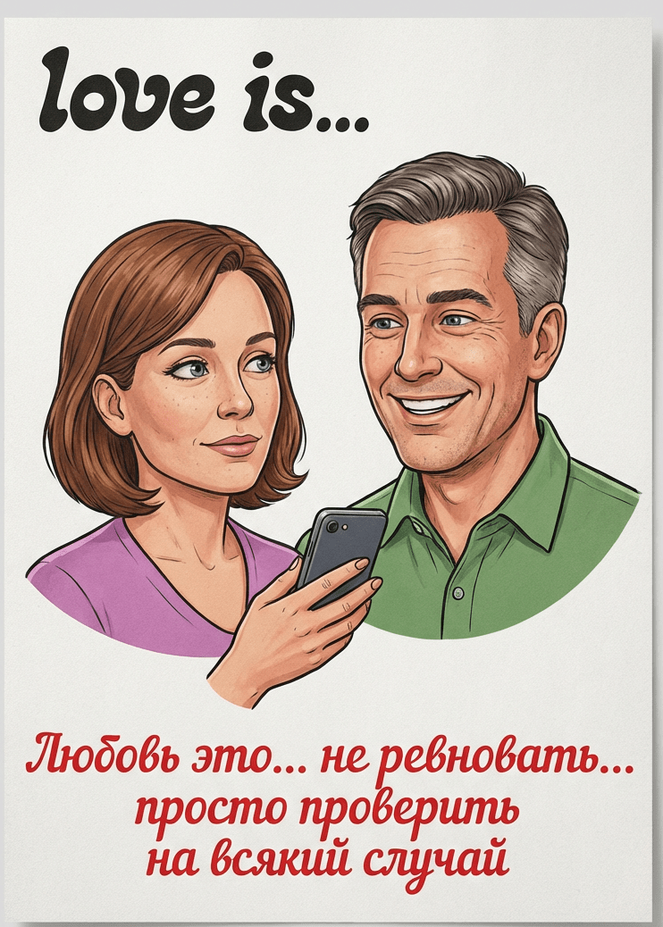 Фотосессия винтажный вкладыш Love is промтом про проверку телефона без ревности
